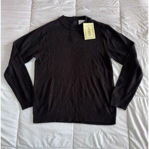 New Jenny Women's Size Large Fisherman Sweater Black Soft Casual Crewneck